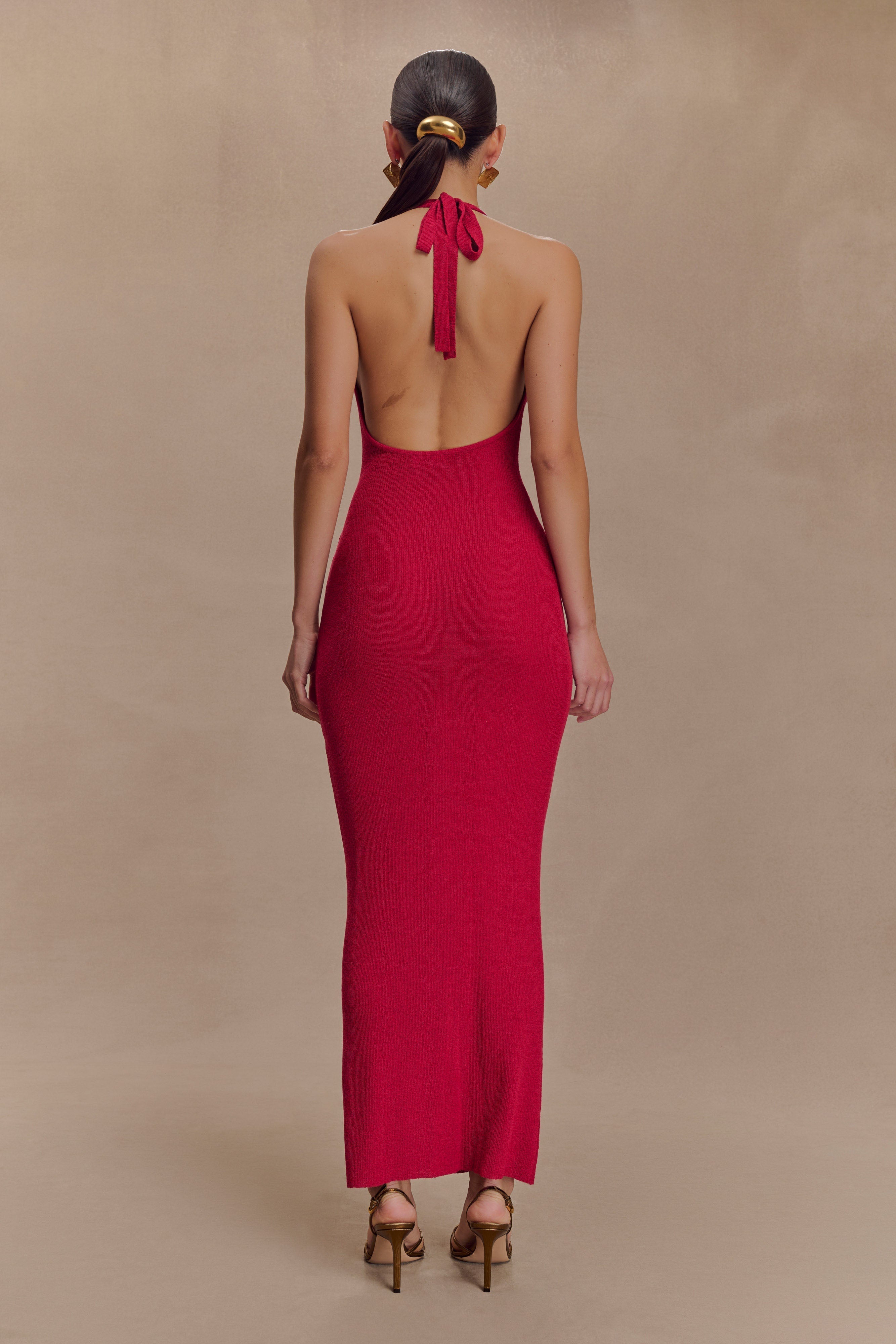 Ayella Cowl Knit Maxi Dress - Raspberry