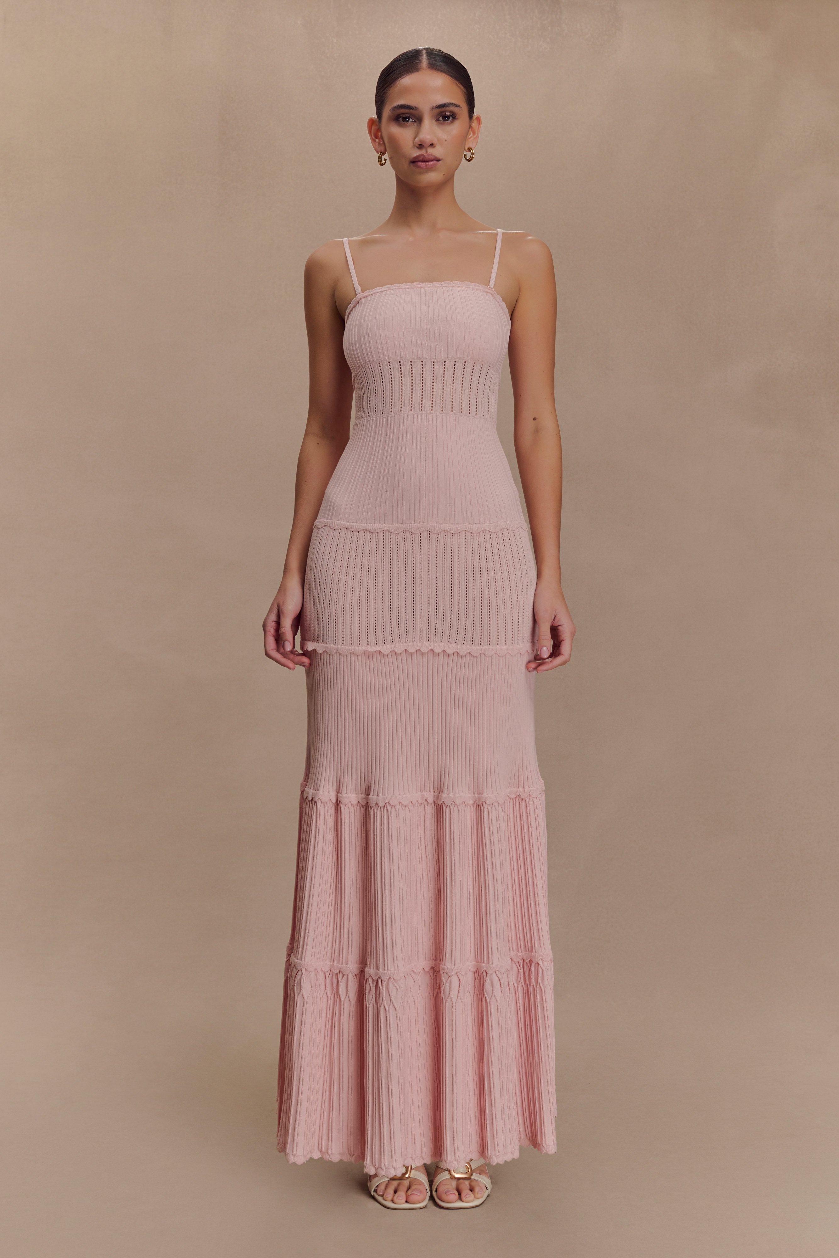 Finley Pointelle Knit Maxi Dress - Baby Pink