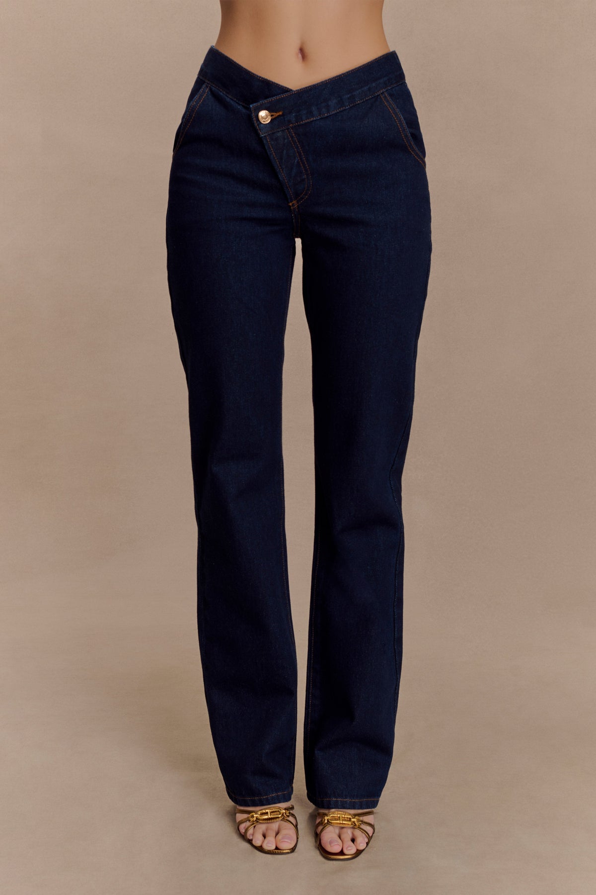 Remington V Front Straight Leg Jeans - Indigo Blue