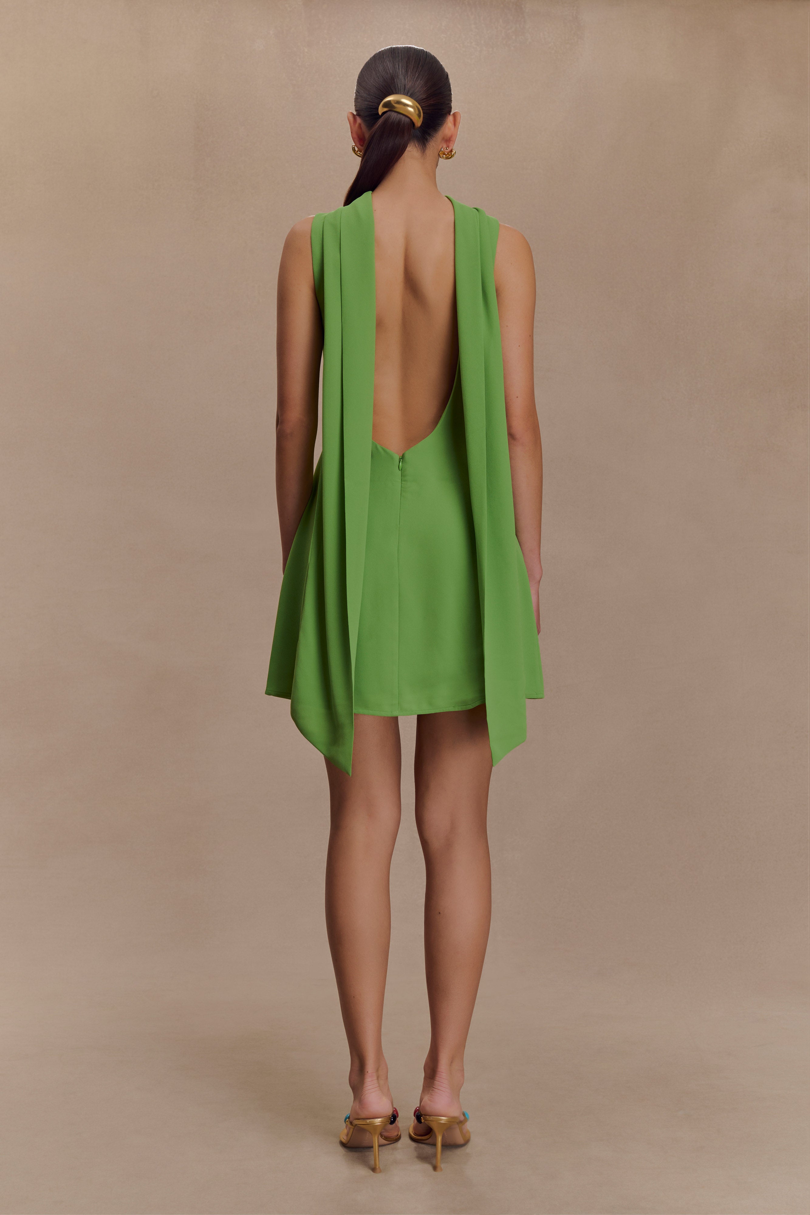 Wynter Scarf Draped Mini Dress - Green