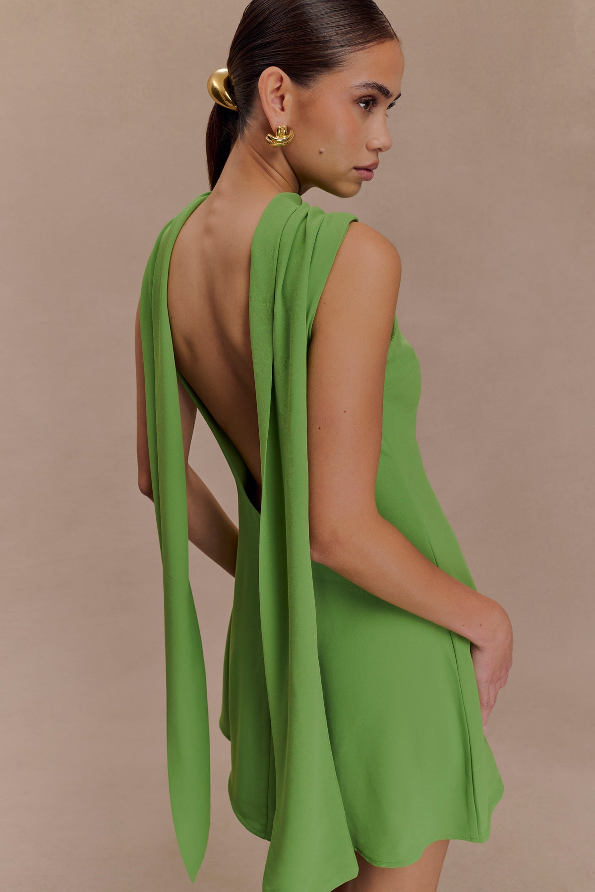 Wynter Scarf Draped Mini Dress - Green