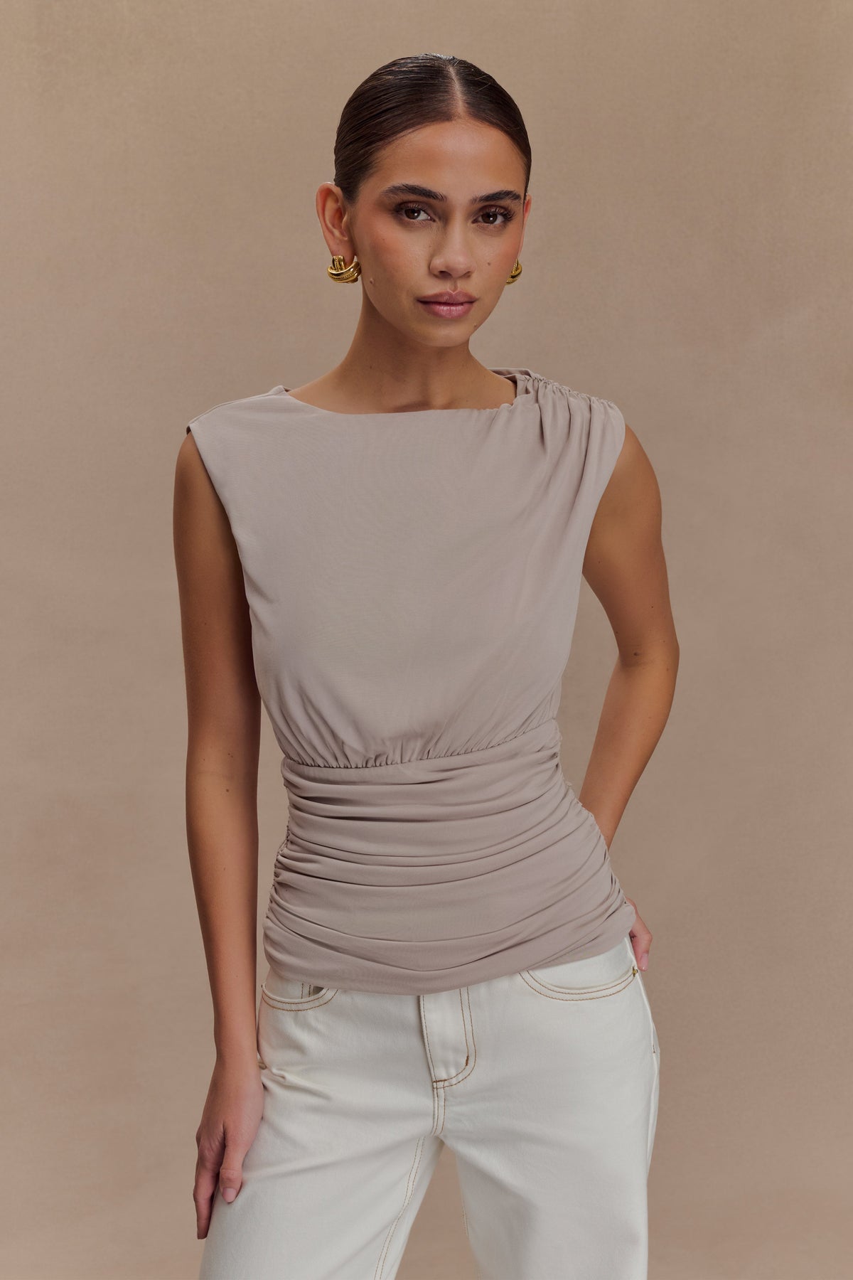 Anthony Short Sleeve Top - Taupe