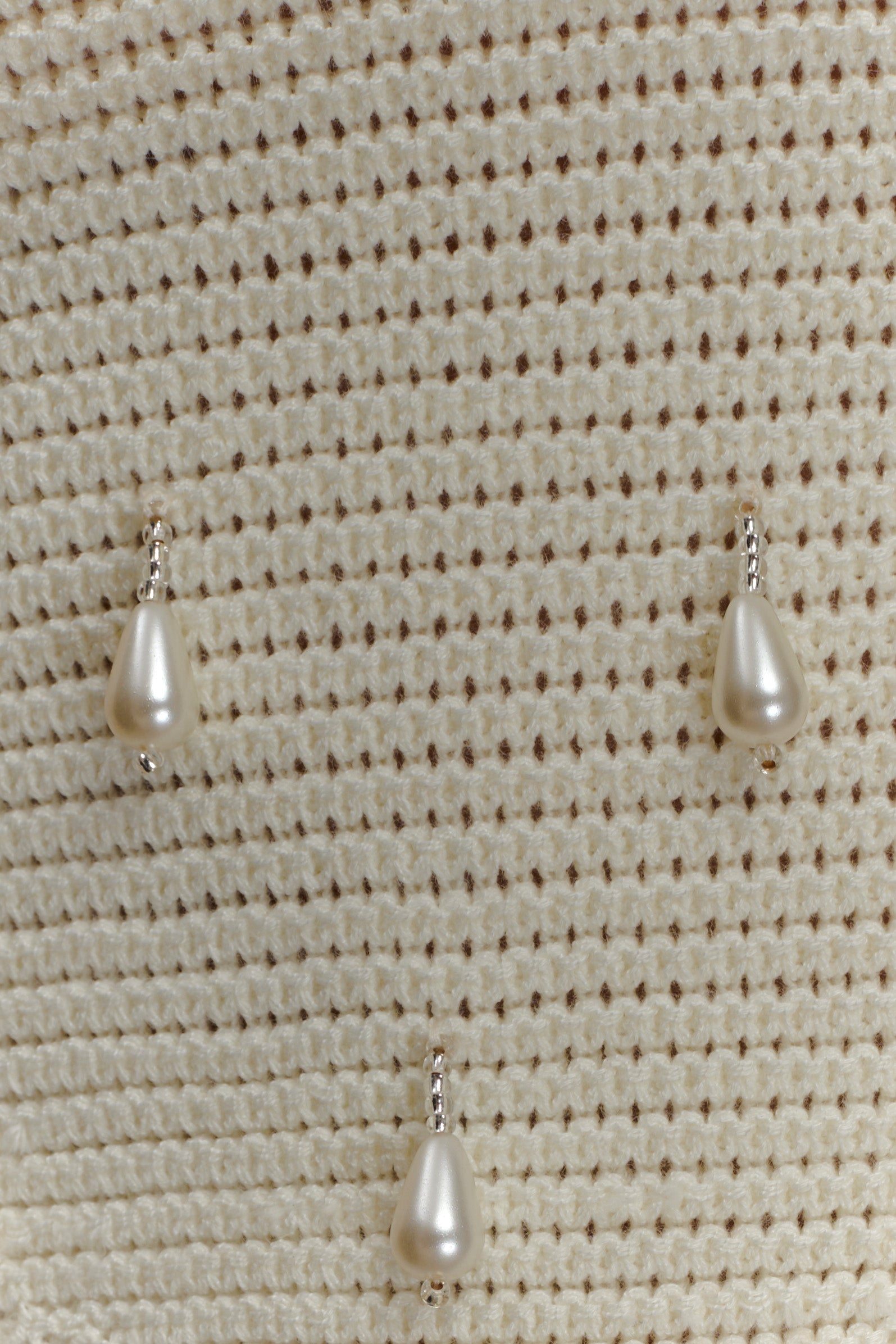 Aletta Knit Pearl Halter Top - Ivory