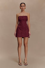 Andy Faux Suede Mini Dress - Wine