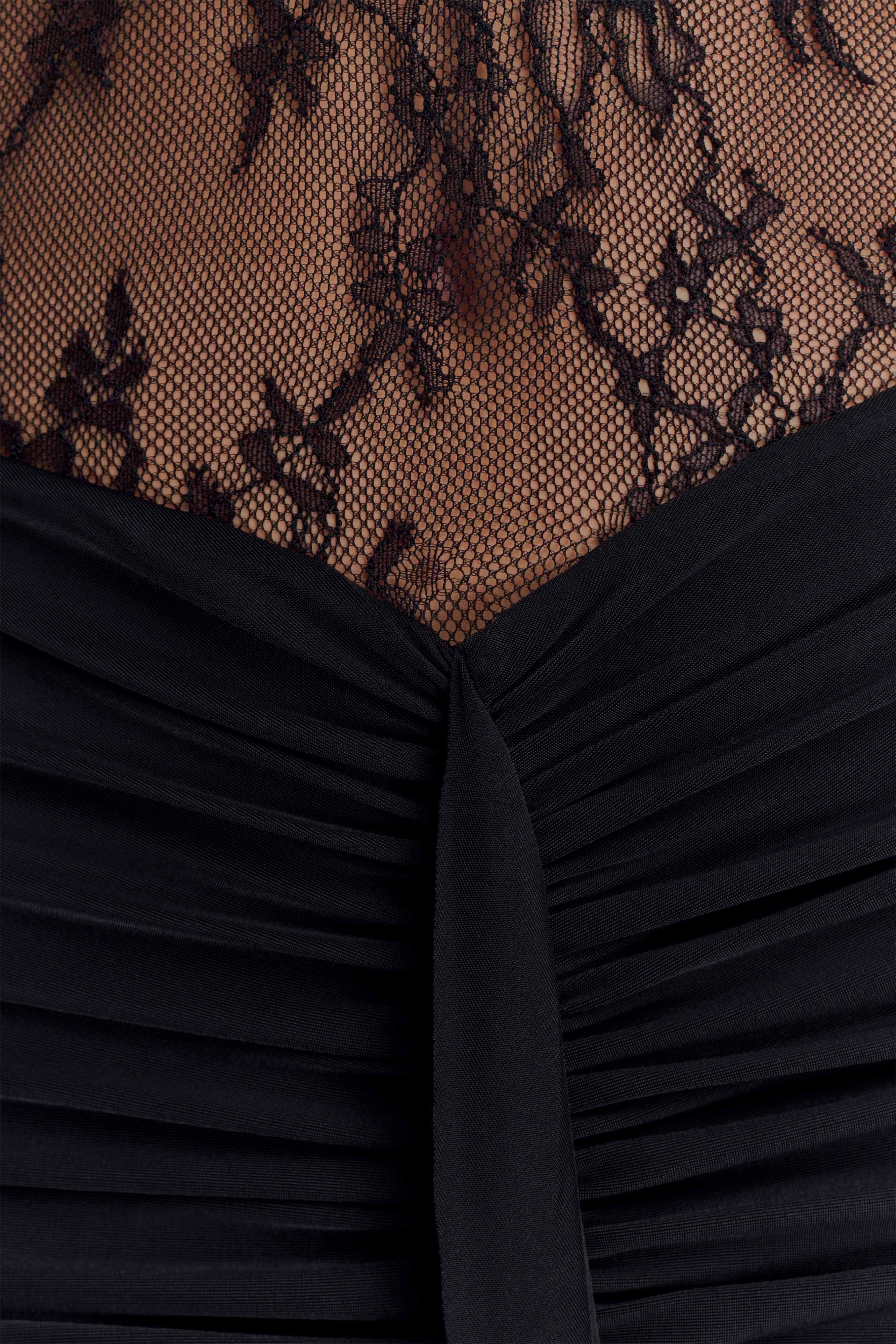 Bonnie Slinky And Lace Maxi Dress - Black