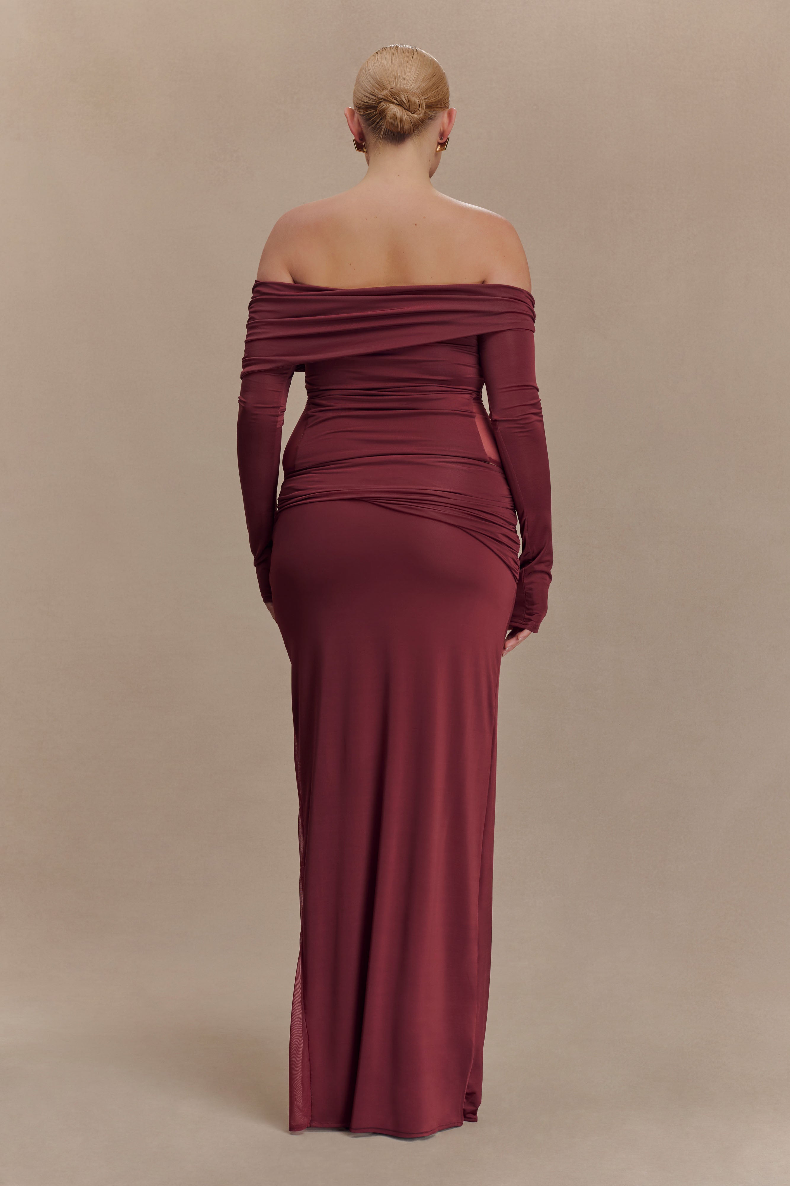 Judy Slinky And Mesh Maxi Skirt - Wine