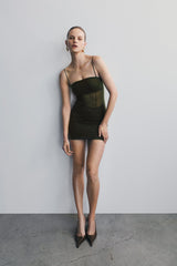 Maryk Mesh Mini Dress - Khaki