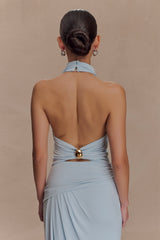Calandra Slinky Halter Top With Hardware - Pale Blue