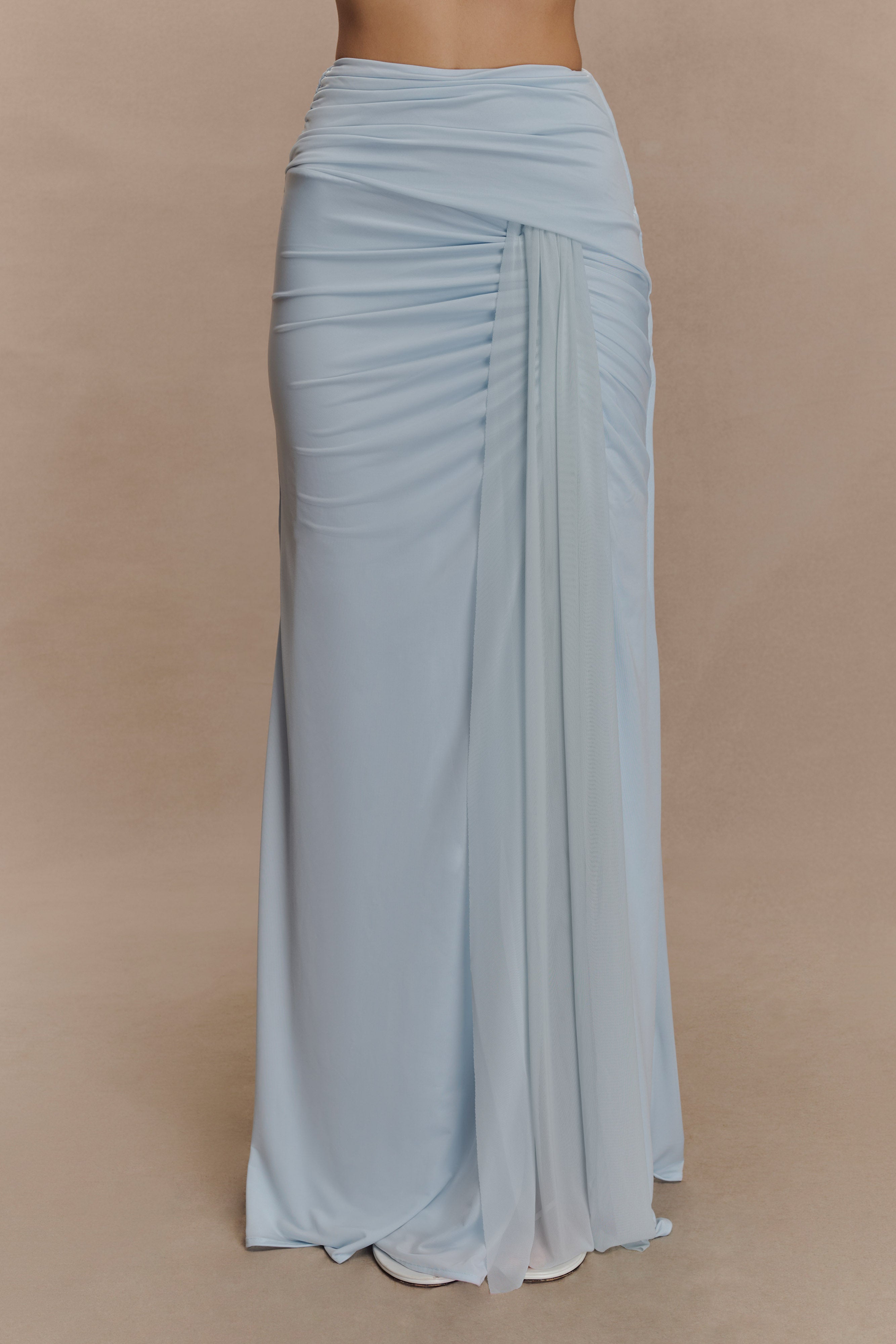 Calandra Slinky Maxi Skirt - Pale Blue