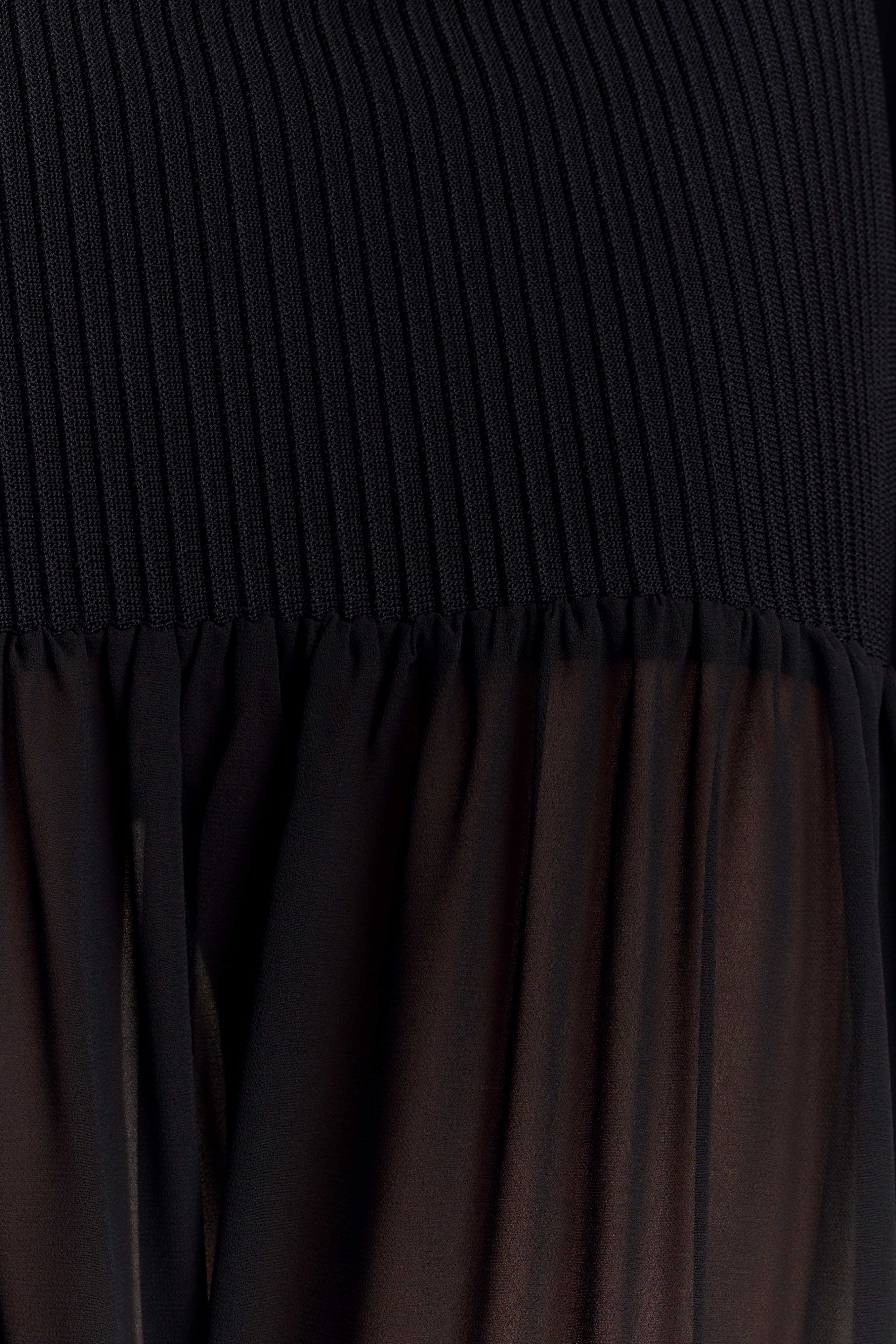 Haille Knit Chiffon Maxi Dress - Black