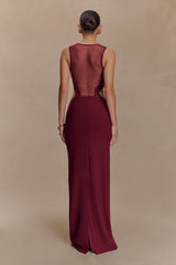 Angelique Beaded Crepe Maxi Dress - Wine