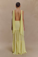 Haille Knit Chiffon Maxi Dress - Lemon