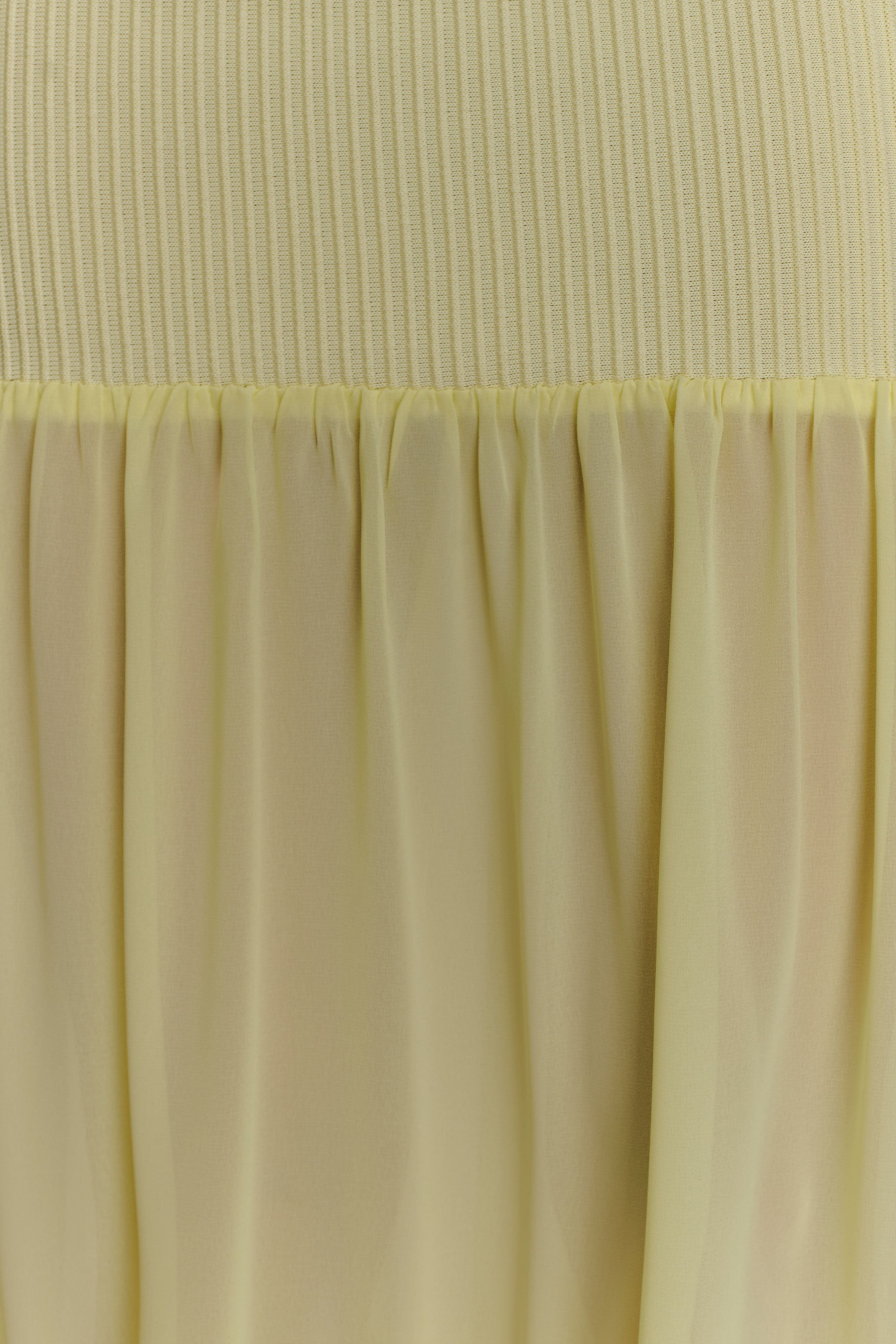 Haille Knit Chiffon Maxi Dress - Lemon