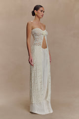 Aeline Strapless Crochet Knit Top - Ivory