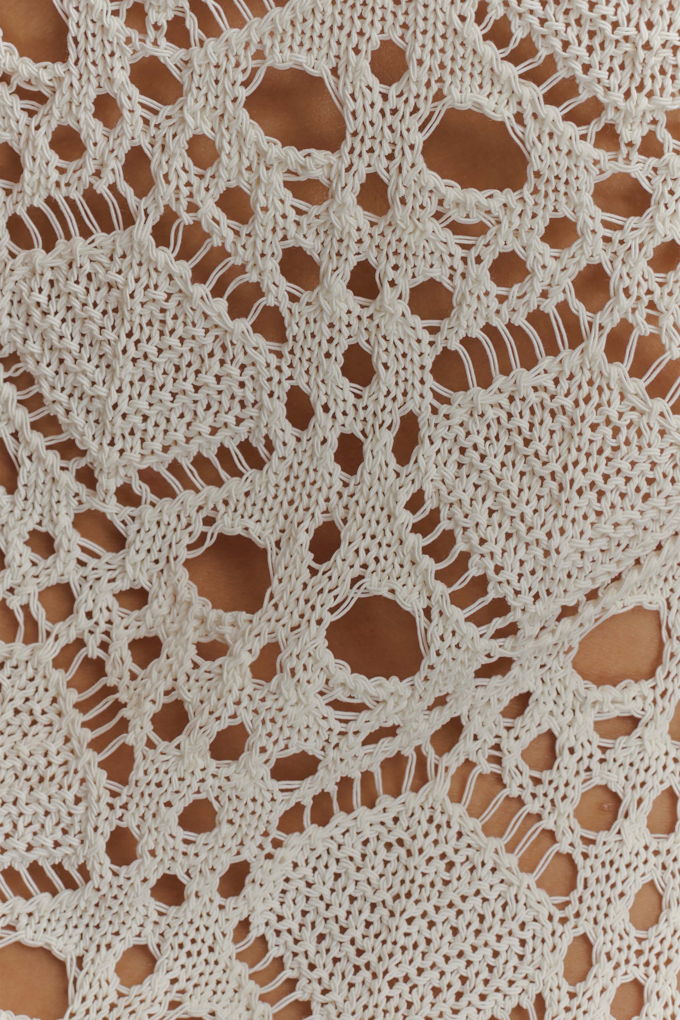 Aeline Strapless Crochet Knit Top - Ivory