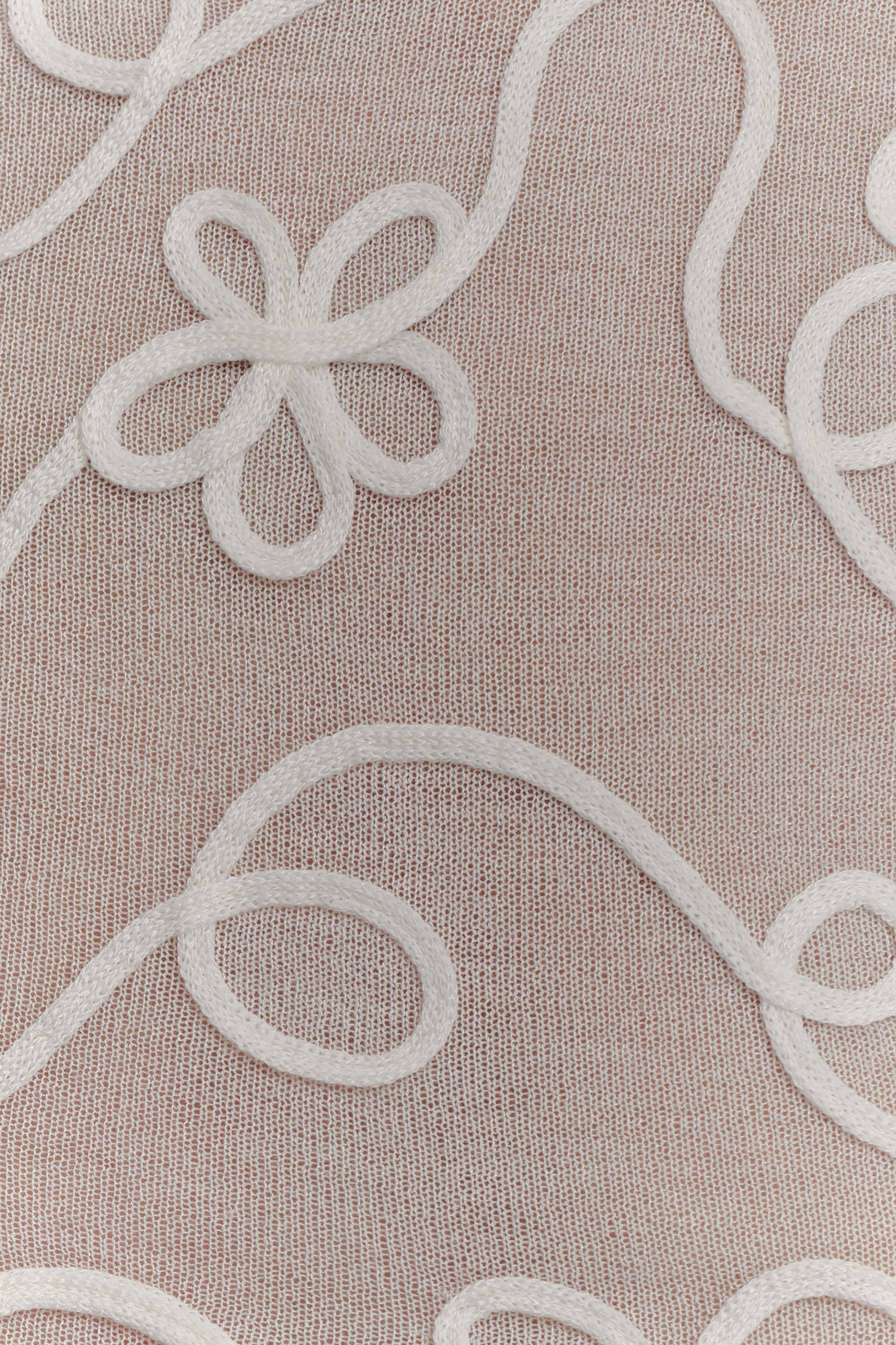 Omari Embroidery Long Sleeve Knit Top - Ivory