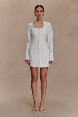 Carina Peplum Cotton Shirt Dress - White
