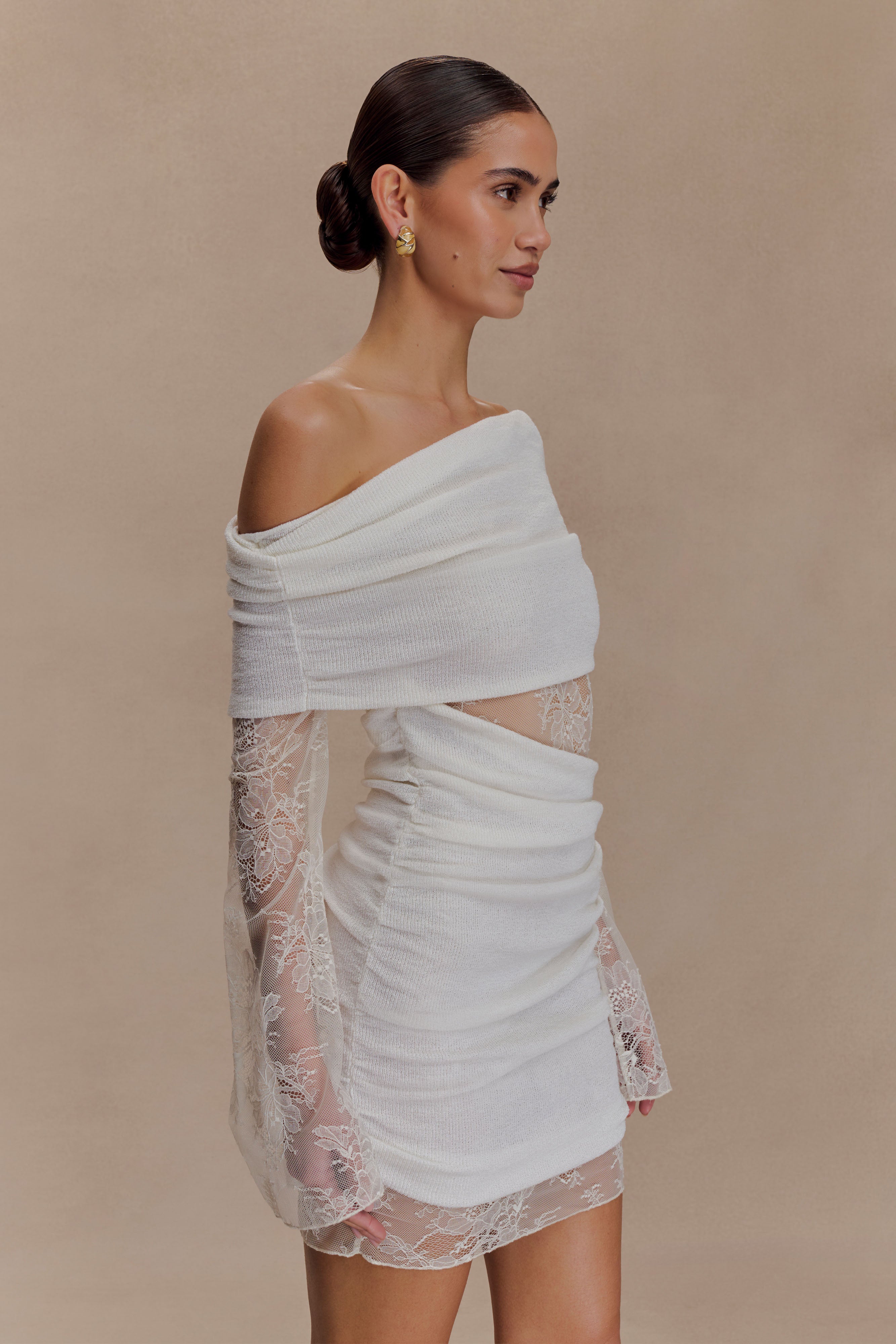 Luxie Lace Knit Mini Dress - Ivory