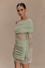 Luxie Lace Knit Mini Dress - Pastel Green