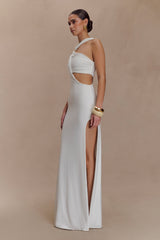 Lottie Slinky Maxi Dress With Split - White