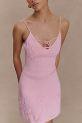 Brullo Embroidery Knit Mini Dress - Baby Pink