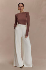 Elsie Shoulder Pad Bodysuit - Chocolate