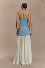 Tully Strapless Topstitch Denim Top - 80'S Blue