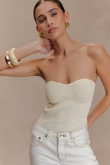 Elodie Strapless Cupped Knit Top - Ivory
