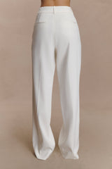 Fatima Satin Straight Leg Pant - White