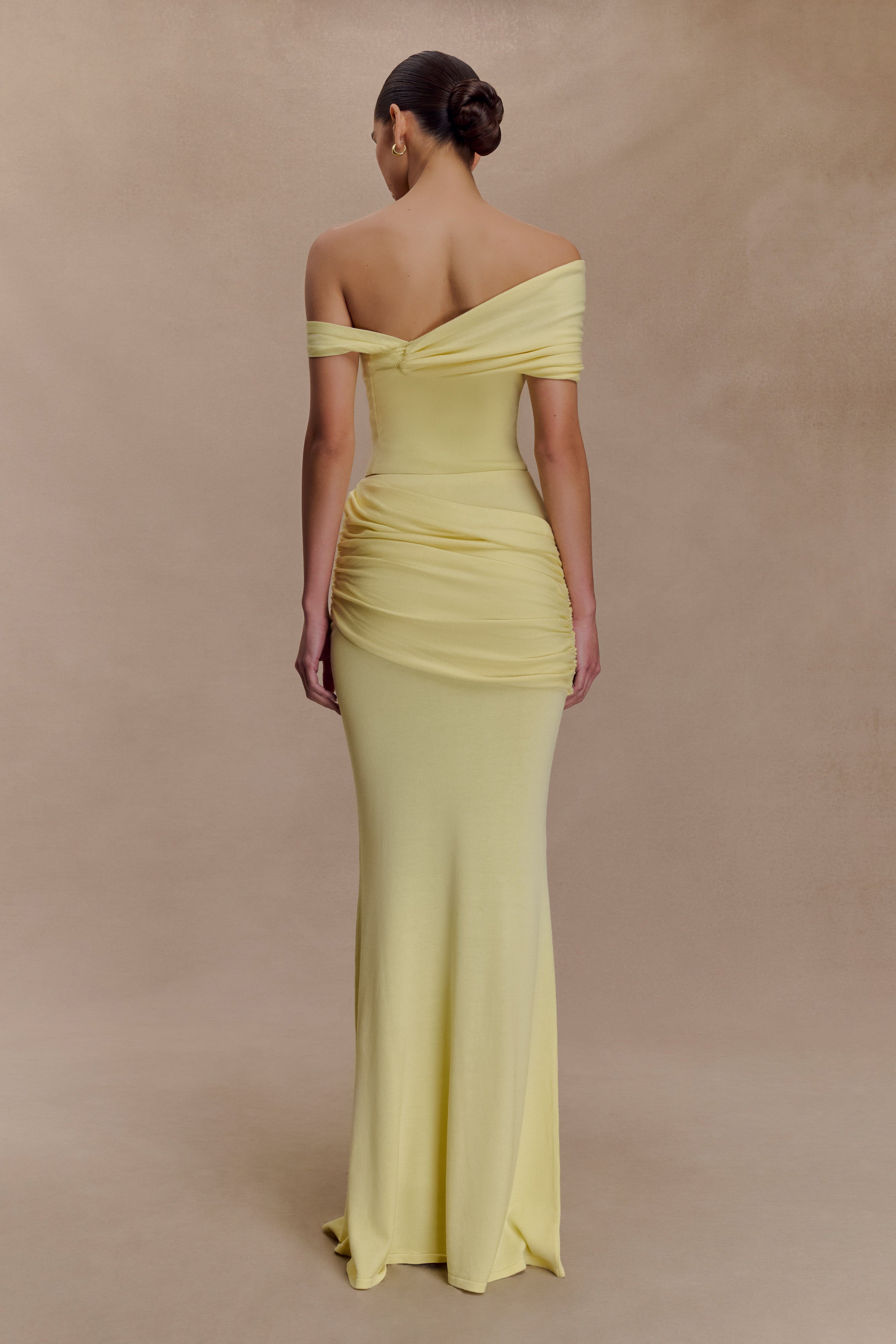 Irene Gathered Knit Top - Lemon