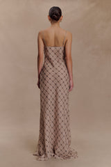 Silvana Chiffon Maxi Dress - Snake Check Print Mocha