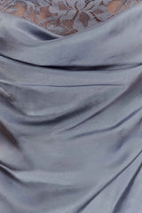 Isadora Lace & Satin Maxi Dress - Frosted Blue