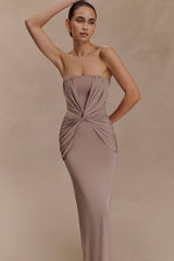 Mirren Strapless Slinky Maxi Dress - Bronze
