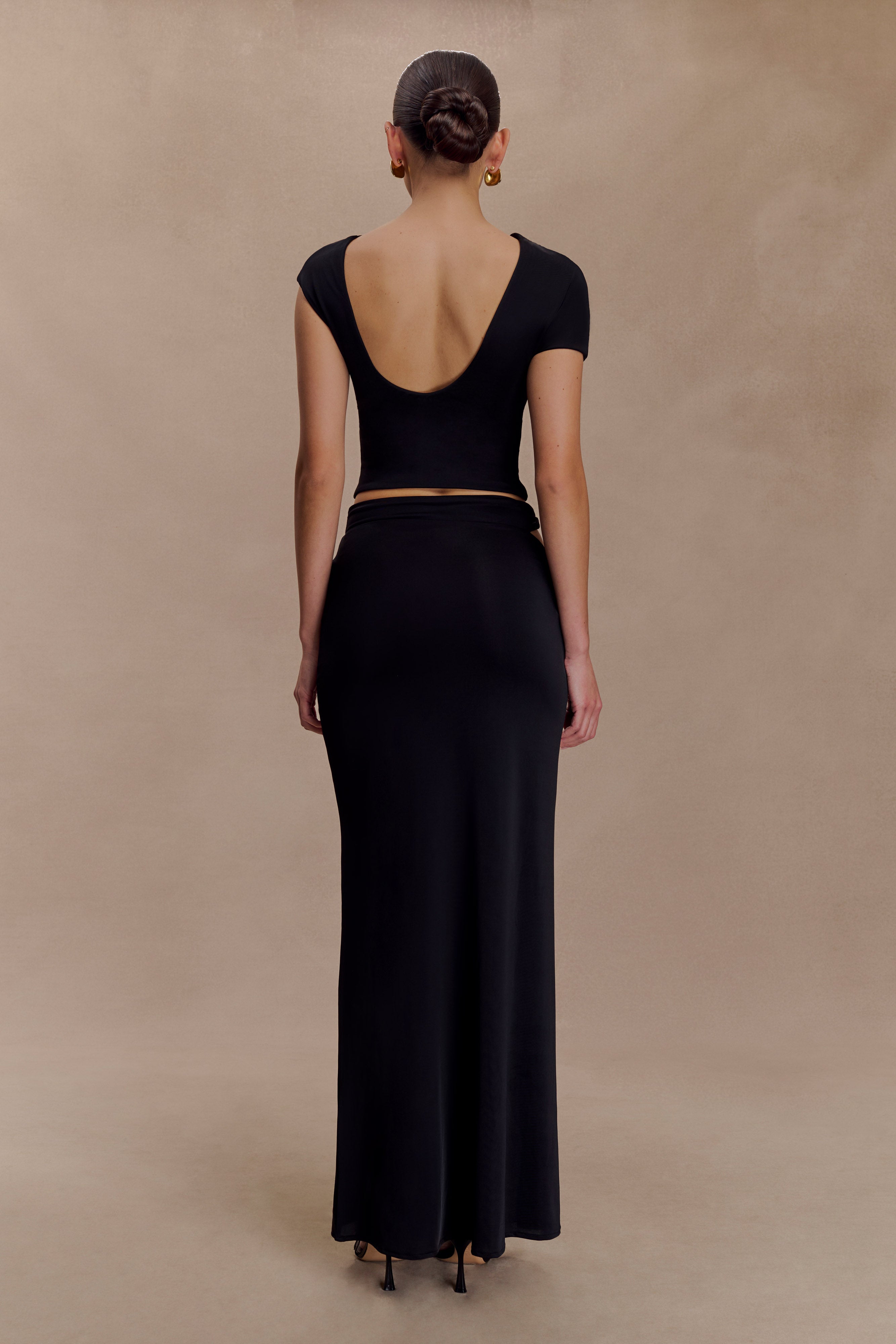 Haven Slinky Twist Midi Skirt - Black