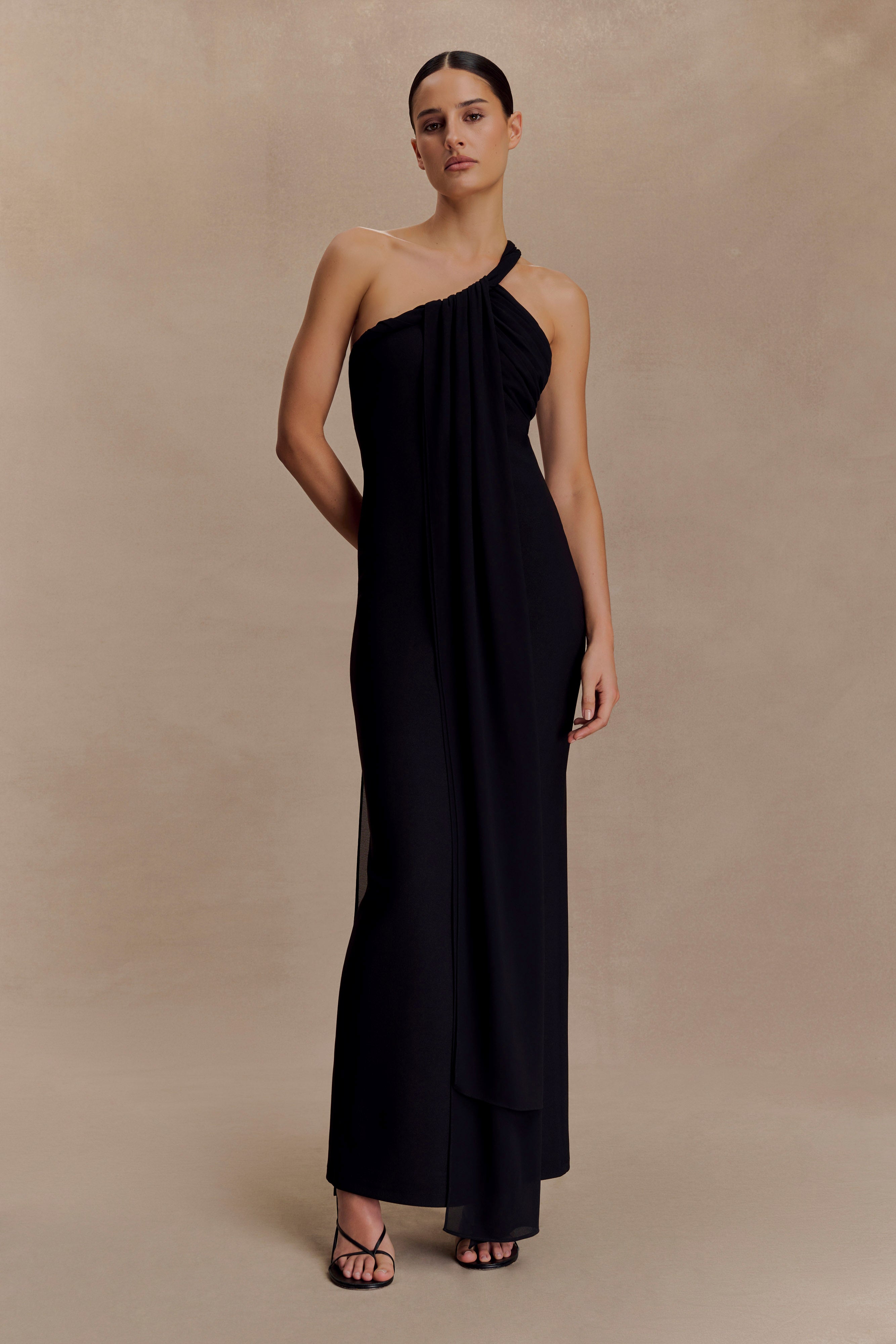 Philippa Knotted Crepe Maxi Dress - Black