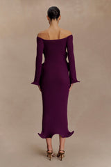Sandrine Off Shoulder Knit Maxi Dress - Plum