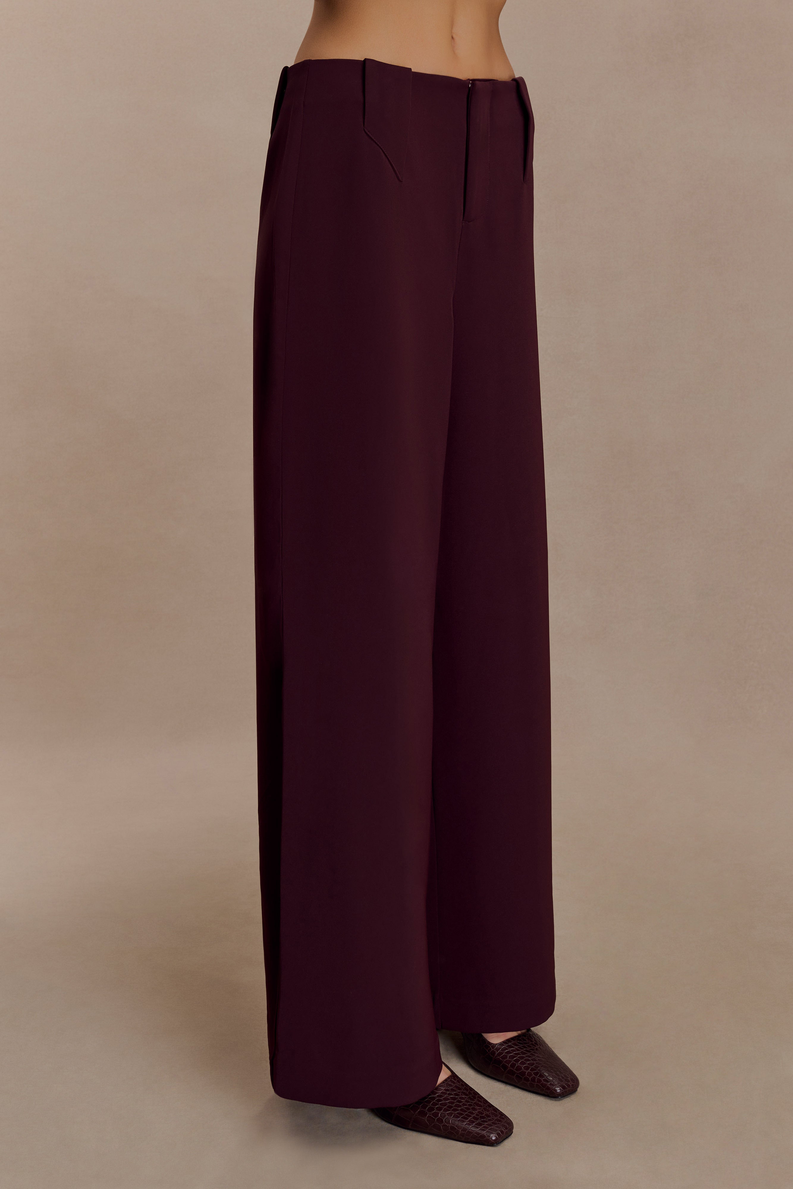 Arlo Wide Leg Suiting Trouser - Mahogany