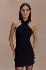 Christina Cross Over Mini Dress - Black