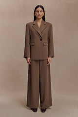 Arlo Wide Leg Suiting Trouser - Cacao Brown