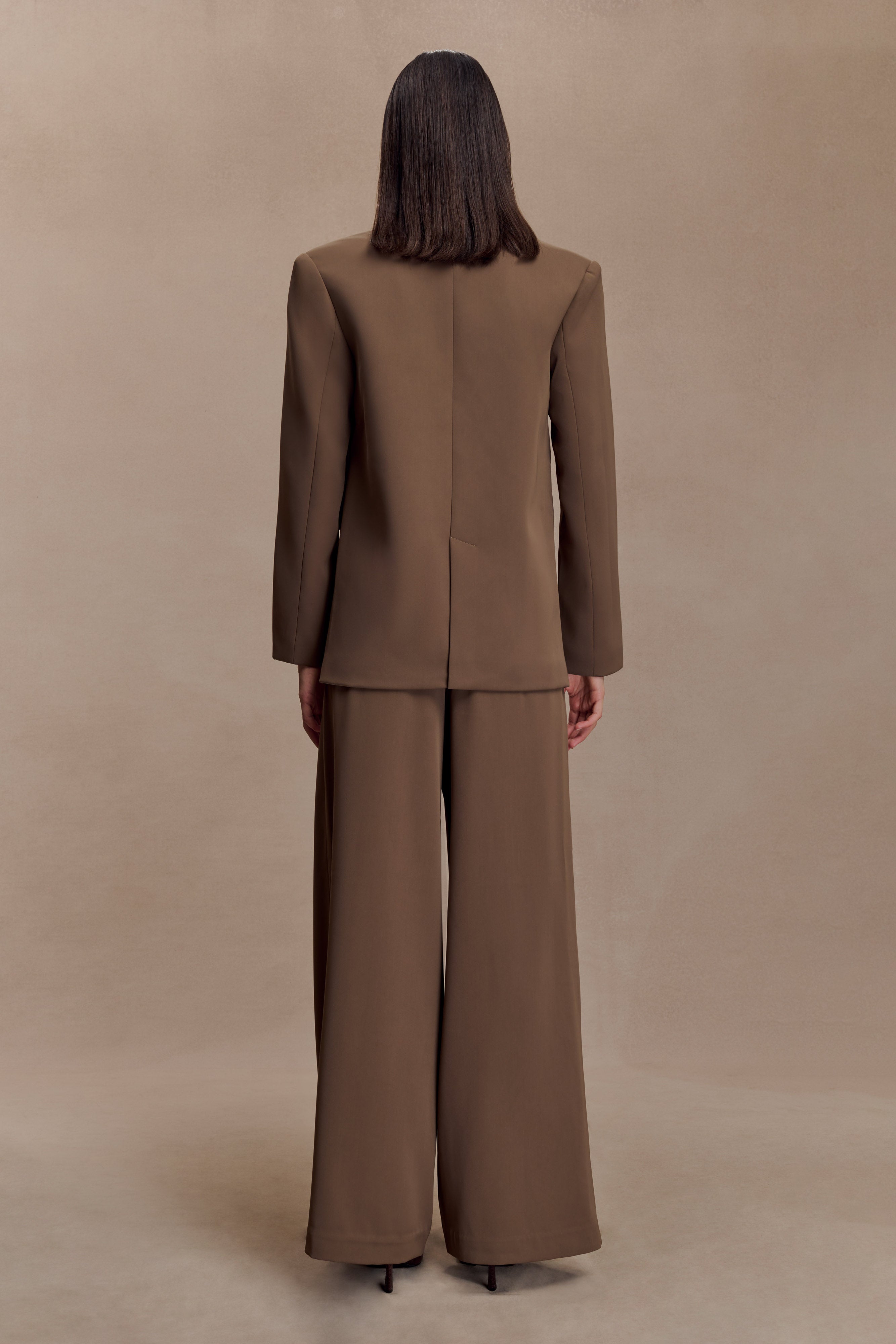 Arlo Wide Leg Suiting Trouser - Cacao Brown