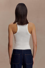 Lola Ribbed Sleeveless Top With Hardware - White