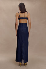 Amila Denim Cupped Maxi Dress - Indigo Blue