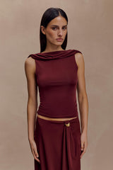 Bridget Slinky Cowl Back Top - Burgundy