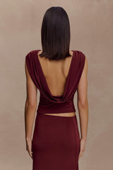 Bridget Slinky Cowl Back Top - Burgundy