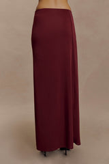 Bridget Slinky Maxi Skirt With Hardware - Burgundy