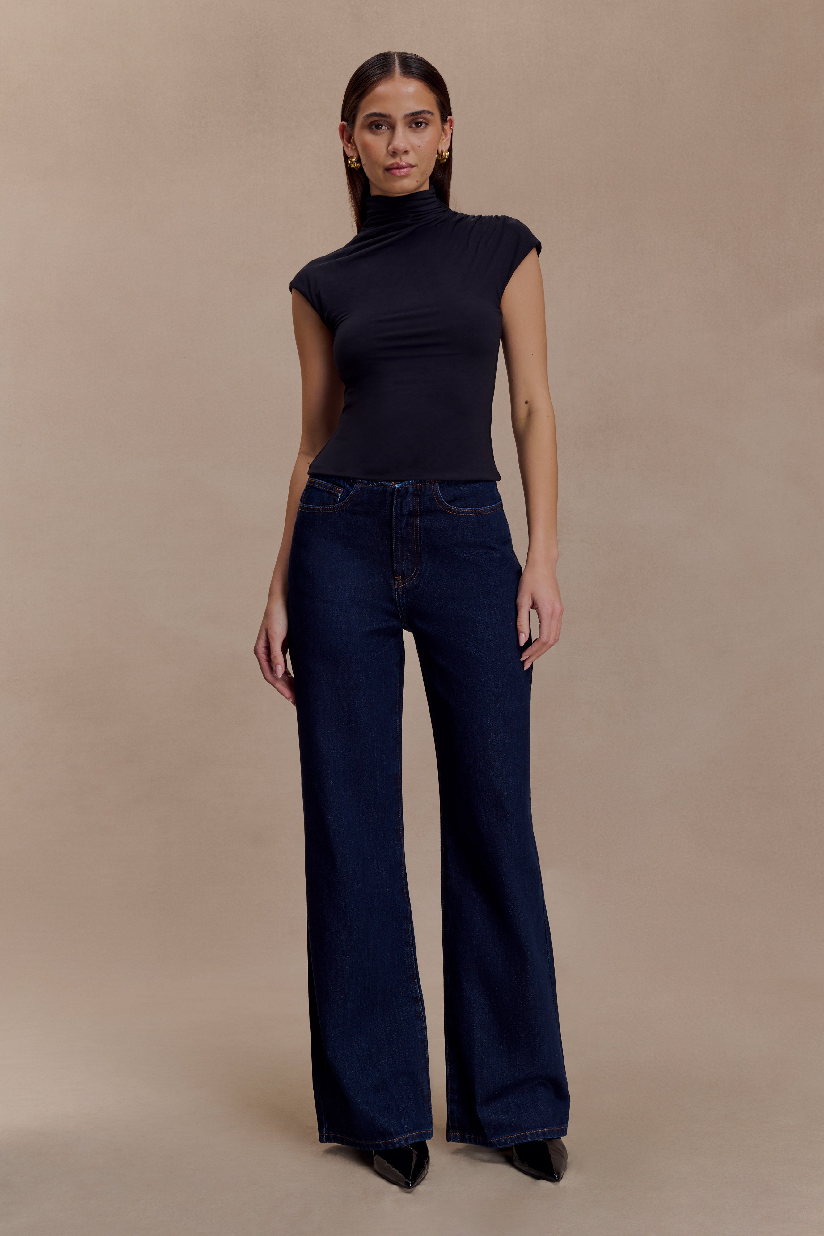 Freesia High Neck Sleeveless Top - Black