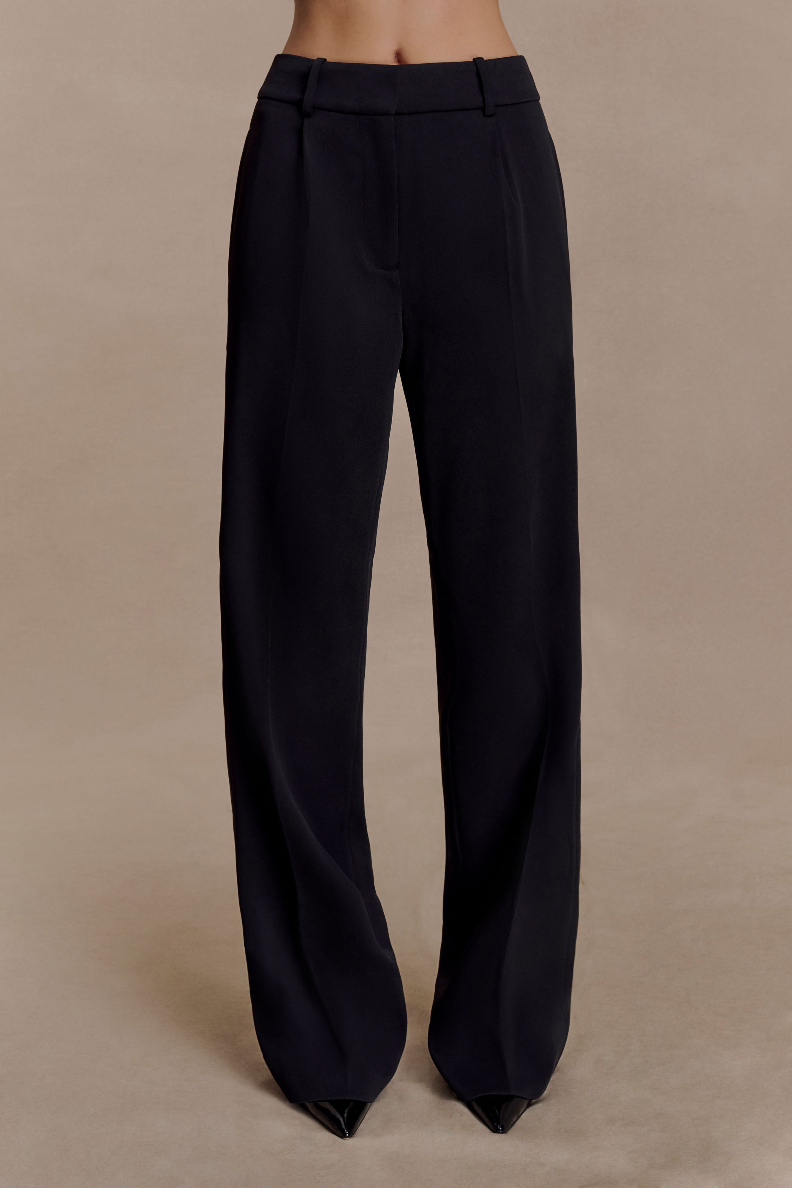 Fatima Satin Straight Leg Pant - Black