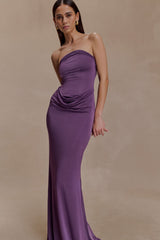 Madison Strapless Slinky Maxi Dress - Purple