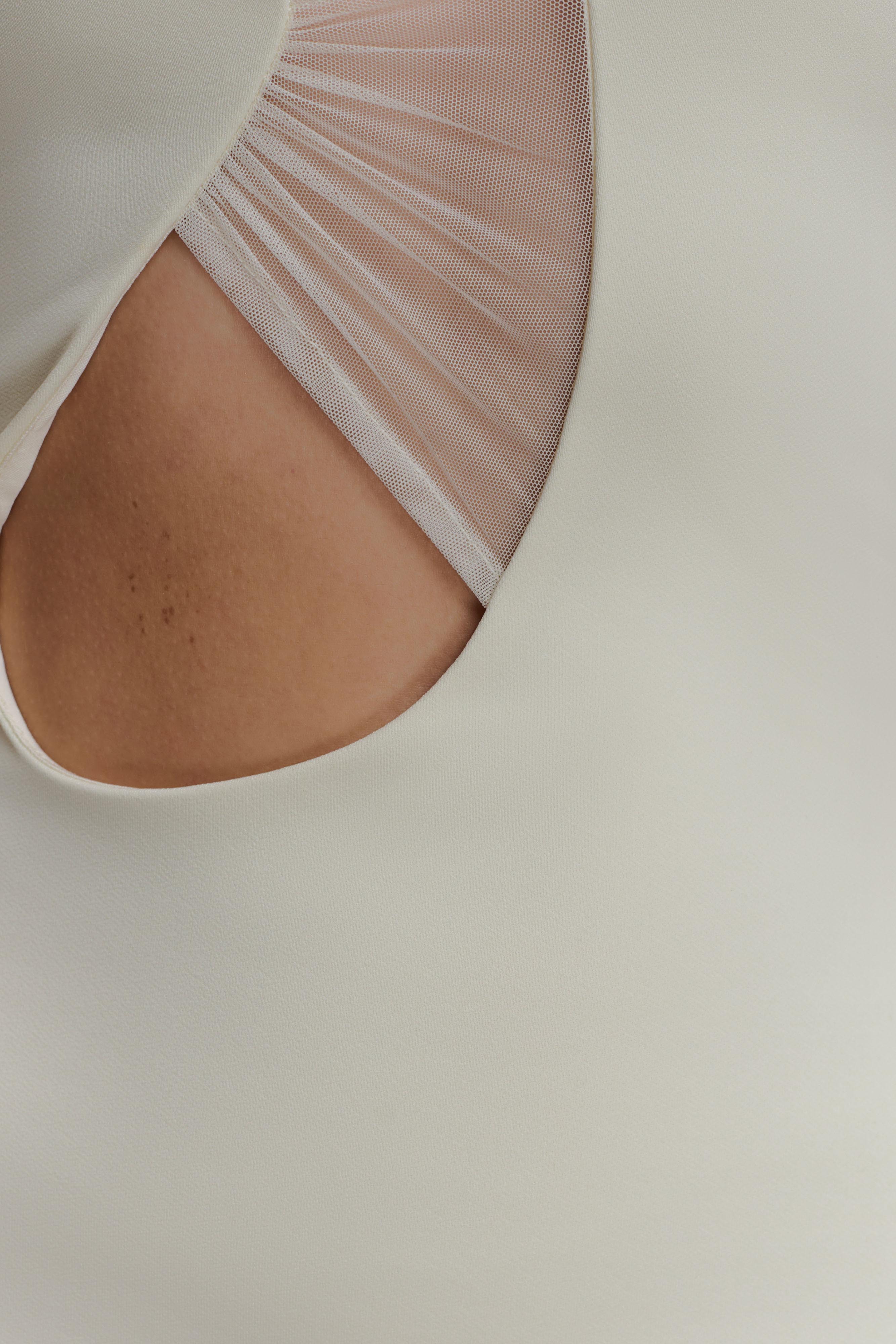 Aubree Crepe And Mesh Maxi Dress - Ivory