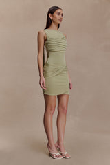 Henley Slinky Drape Mini Dress - Sage